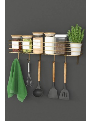Feyza Design 55 cm Askılı Mutfak Rafı, Tezgah Üstü Baharatlık ve Organizer