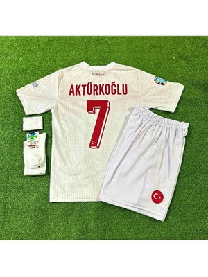 Portego Türkiye Euro 2024 Kerem Aktürkoğlu Çocuk Forması 4'lü Set (Beyaz)