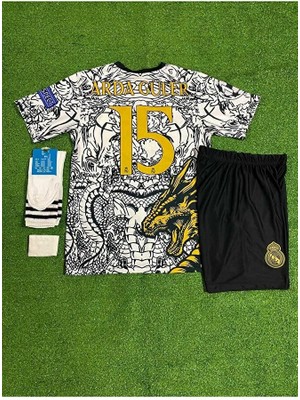 Portego R.madridd Yeni Sezon Dragon Desenli A.r.d.a G.ü.l.e.r Çocuk Forması 4'lü Set (Black-White)