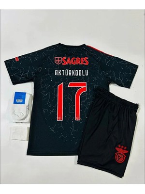 Portego Benfica 2024/25 Yeni Sezon Kerem Aktürkoğlu Deplasman Çocuk Forması 4'lü Set (Black)