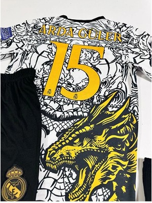 Portego R.madridd Yeni Sezon Dragon Desenli A.r.d.a G.ü.l.e.r Çocuk Forması 4'lü Armalı Set (Black-White)