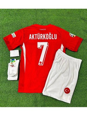 Portego Türkiye Euro 2024 K.e.r.e.m Aktürkoğlu Iç Saha Çocuk Forması 4'lü Seti (Kırmızı)