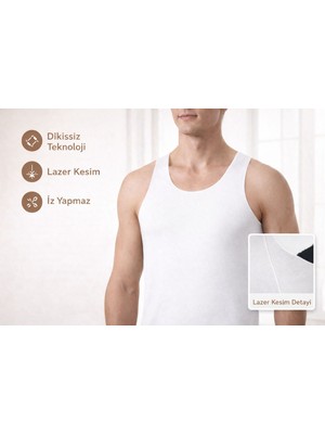 Qulat Berrak Erkek Lazer Kesim Görünmez Dikişsiz Atlet %85 Pamuk %15 Elastan – Slim Fit Iz Yapmaz