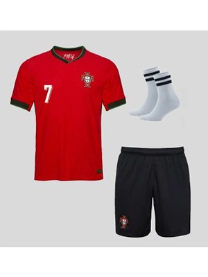 Portego Portekiz Kırmızı Ronaldo 2024/25 Yeni Sezon Futbol Çocuk Forması 3'lü Set