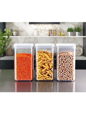 Feyza Design 3’lü Set Vakumlu Kuru Gıda Saklama Kutusu, Hava Almayan Kap