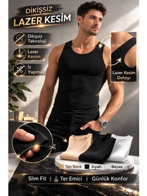 Qulat Berrak Erkek Lazer Kesim Görünmez Dikişsiz Atlet %85 Pamuk %15 Elastan – Slim Fit Iz Yapmaz/ 2 Adet