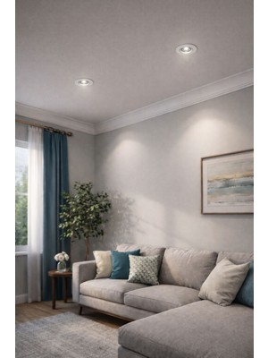 Sıva Altı Yuvarlak Hareketli Cob LED Gömme Spot Tavan Aydınlatma Beyaz Kasa 5 W