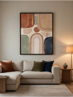 Safir Design Modern Soyut Geometrik Figürlü Siyah Çerçeveli Tablo