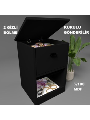 Enfa Store Iki Gizli Bölmeli Mdf Komodin,kurulu Gönderilir,montaja Gerek Yok