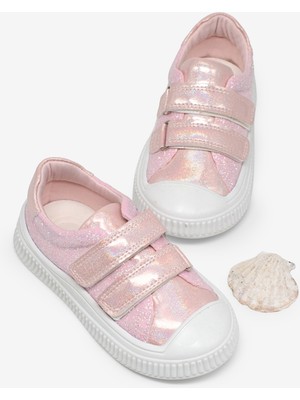 Tonny Black Unisex Çocuk Pembe Sim Detaylı Cırtlı Sneaker Düz Tabanlı Rahat Kalıp