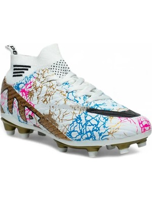 Laligo 565 Garson Yeni Sezon Dişli Yüksek Kalite Beyaz Altın Desen Krampon Ayakkabı