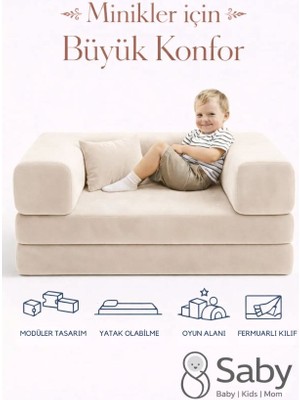 Saby Premium 140X70 cm Modüler Çocuk ve Genç Koltuğu – Yatak Olabilen Sünger Oyun Alanı–Yıkanabilir Kılıf
