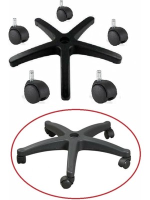 Ofis Koltuğu Için Tekerlekli Yıldız Ayak Ahtapot Koltuk Ayağı 5 Tekerli Üniversal