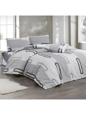  kristal  taç elips gri çift kişilik nevresim takımı