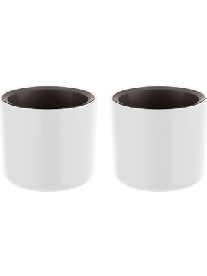 2 Adet Mimoza Saksı Küçük Boy Plastik Kaktüs Sukulent Saksısı (Beyaz, 0.2 Litre)