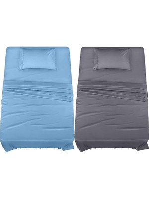 2 Adet Tek Kişilik Pamuklu Lastikli Çarşaf ve Yastık Kılıfı Seti Nevresim Takımı (Karışık Renk)