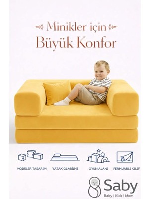 Saby Premium 140X70 cm Modüler Çocuk ve Genç Koltuğu – Yatak Olabilen Sünger Oyun Alanı–Yıkanabilir Kılıf