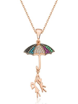 Özcömert Silver ​gümüş Şemsiye Tutan Aşıklar Kolye