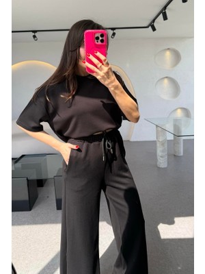 Aksesuarista.co Siyah Kısa Kollu Modal Eşofman Takımı
