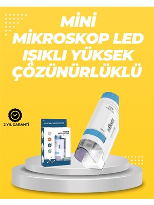 Aesco Taşınabilir LED Işıklı Cep Mikroskop – 80X–200X Büyütme