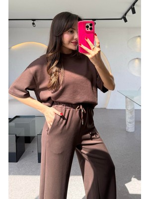 Aksesuarista.co Acı Kahve Kısa Kollu Modal Eşofman Takımı