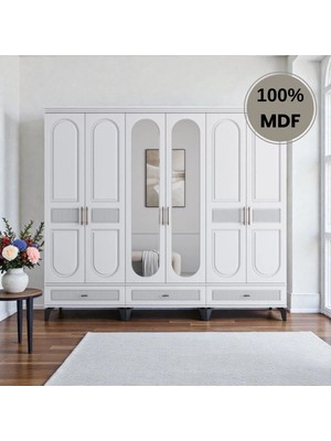 Slope 6 Kapaklı Mdf Ayaklı Tasarım Country Gardırop