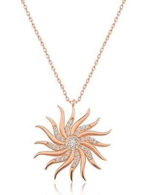 Özcömert Silver Gümüş Rose Rüzgar Gülü Bayan Kolye