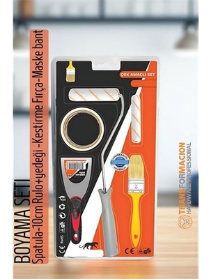 Aesco Hsnet Boyama Seti - SPATULA-10CM Rulo +Yedeği -Kestirme Fırça-Maskeleme Bant