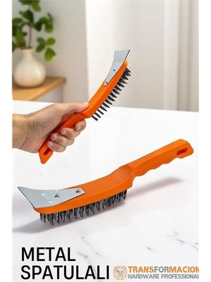 Aesco Hsnet Metal Spatulalı Tel Fırça  - Kazıma Fırçası