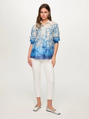 Faik Sönmez Etnik Desen Uzun Kol Pamuk Vual Gömlek S26GML046