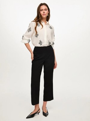 Faik Sönmez Önden Pensli Slim Fit Capri S26CPR005