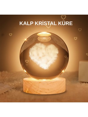 Aesco Kalpli Işıklı Cam Küre Ahşap Standlı Dekoratif Gece Lambası