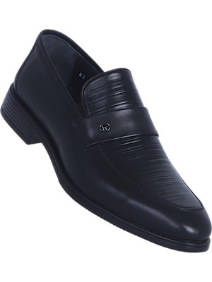 Censay 641 Siyah Antik Kauçuk %deri Erkek Klasik Ayakkabı