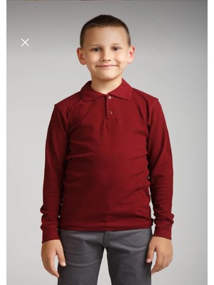 Dıgıl Kids Çocuk Polo Yaka Okul T-Shirt Turuncu Uzun Kol