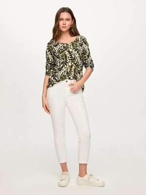 Faik Sönmez Yaprak Desen Yuvarlak Yaka Uzun Kol Tshirt S26TSH097