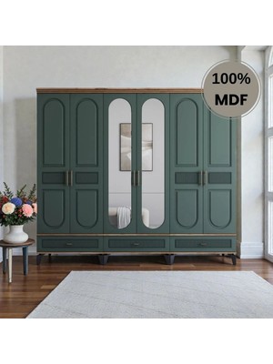 Slope 6 Kapaklı Mdf Ayaklı Tasarım Country Gardırop