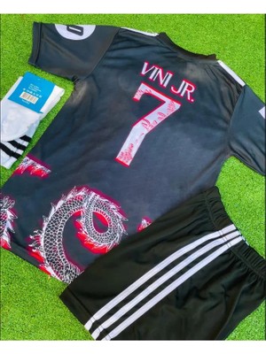Portego Vini Jr. 2024/24 Sezonu Dragon Desenli Konsept Çocuk Forması 4'lü Set (Black-Red)