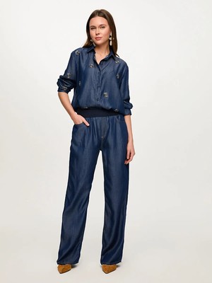 Faik Sönmez Wıde Leg Fıt Beli Lastikli Liyoselli Rahat Jean Pantolon S26JPN010