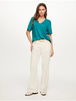 Faik Sönmez V Yaka Kısa Kol  T-Shırt S26TSH001