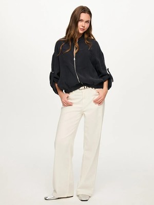 Faik Sönmez Kolu Metal Tokalı Modallı Bomber Ceket S26BMB005