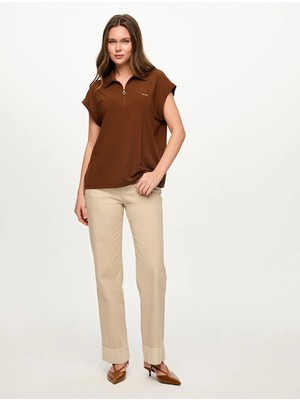 Faik Sönmez Polo Yaka Metal Aksesuar Detaylı Kısa Kol T-Shırt S26TSH089