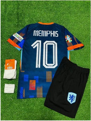 Portego Hollanda Euro 2024 Memphis Depay Deplasman Çocuk Forması 4'lü Set