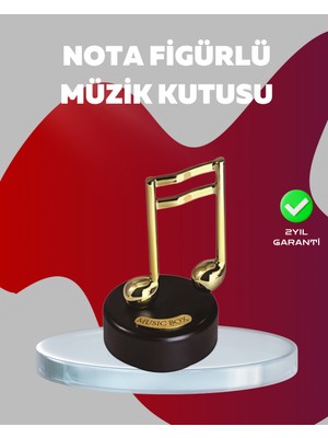 Aesco Altın Nota Figürlü Dönen Müzik Kutusu Dekoratif Music Box