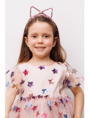 Le Mabelle Pembe  Pullu Fiyonk Figürlü Kız Çocuk Taç