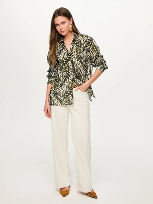 Faik Sönmez Yaprak Desen Uzun Kol Pamuk Vual Gömlek S26GML041