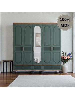 Slope 5 Kapaklı Mdf Ayaklı Tasarım Country Gardırop