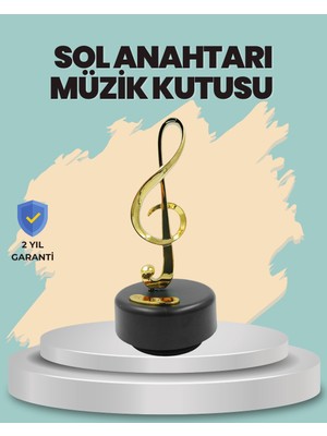 Aesco Altın Nota Sol Anahtarı Müzik Box Döner Mekanizmalı Hediyelik