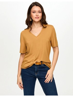 Faik Sönmez V Yaka Kısa Kol  T-Shırt S26TSH001