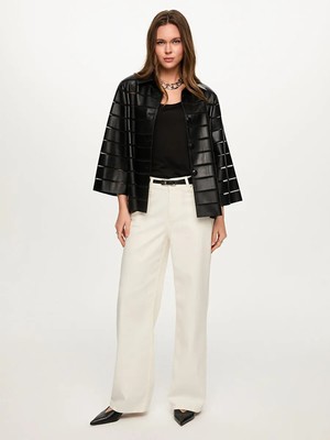 Faik Sönmez Parçalı Deri Ceket S26DRC005