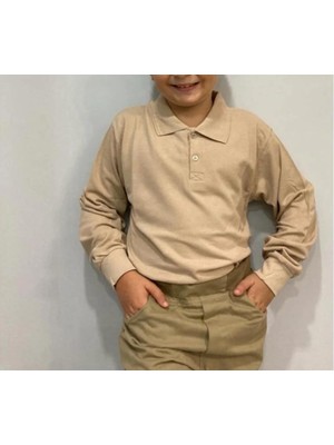 Dıgıl Kids Çocuk Polo Yaka Okul T-Shirt Turuncu Uzun Kol